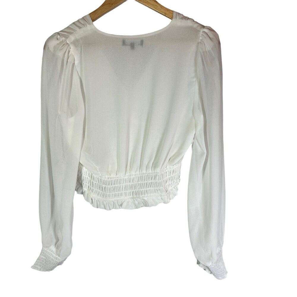 1.state Long Sleeve Smocked Waist V-Neck Top Color 103 New Ivory Size Medium $79